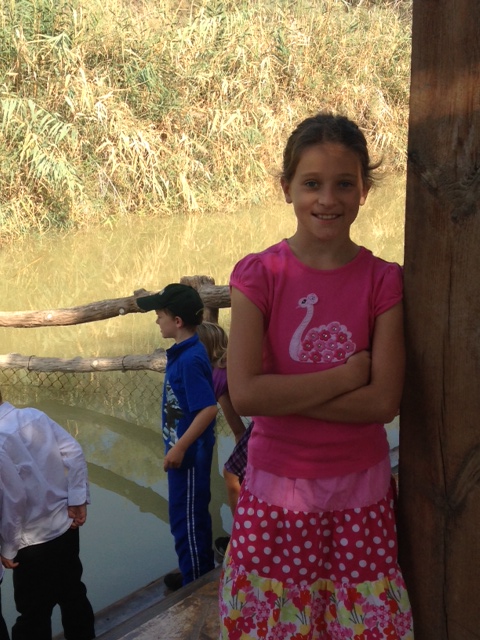 Elizabeth was not actually baptized in the Jordan River today, but notice how close we were to Israel on the opposite bank.